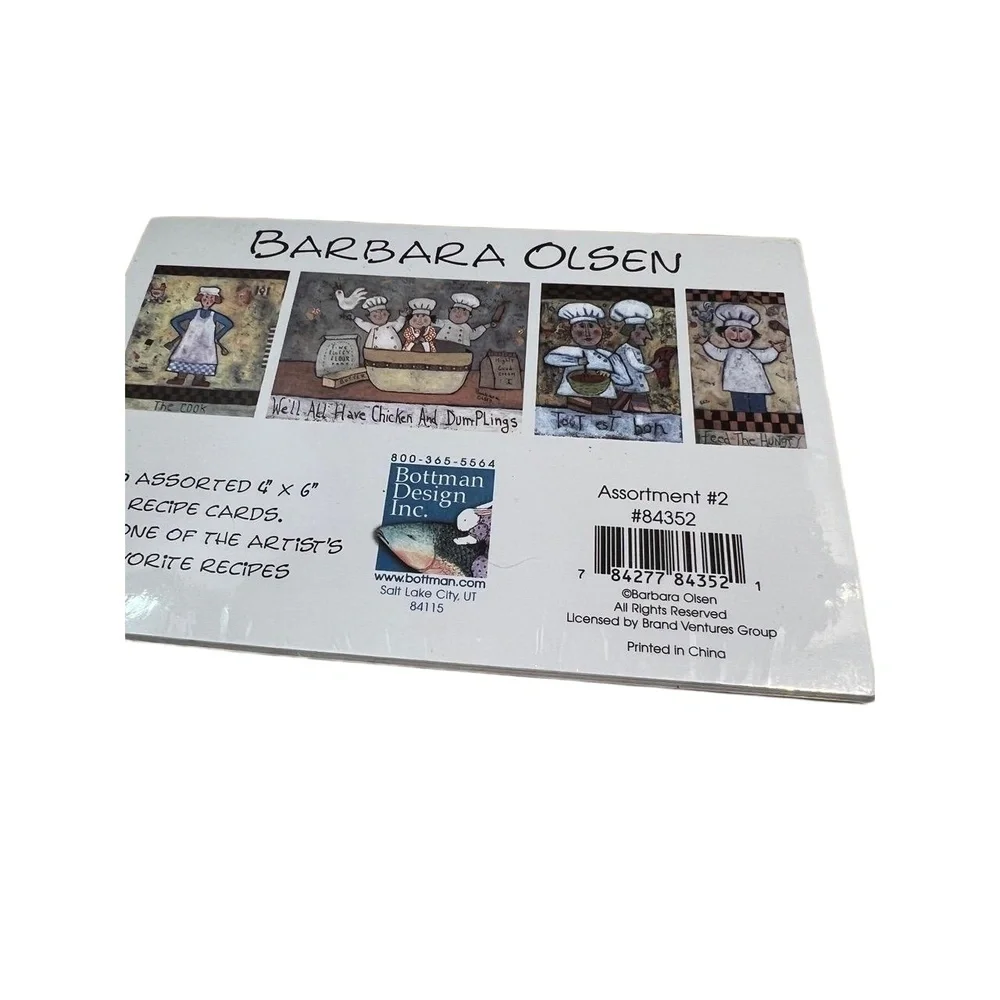 NWT Barbara Olsen Vintage Illustrated Recipe Cards Lined Sections Set of 40